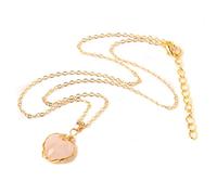 QTYQWC 45 cm Collier de Pendentif Coeur en Pierre Naturelle Gol