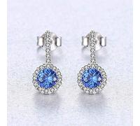QTYQWC 925 Boucles d'oreilles de Goujon Brillantes en Saphir