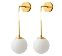 QTYQWC Applique Murale en Verre Blanc, Applique Murale Moderne en Forme de Globe, Applique Murale réglable en Laiton doré pour Salon, Chambre à Coucher, 1 lot/2 Lots