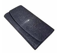 QTYQWC Authentique Exotique Lisse Peau de Stingray Dame Grand Portefeuille à Trois Volets en Cuir véritable Femme Pochette Porte-Monnaie Femmes Longs Porte-Cartes (Vert)