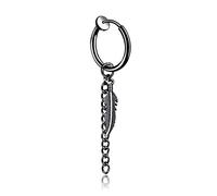 QTYQWC Bijoux Boucles d'oreilles pour Femmes, Boucles d'oreilles créoles en Feuille de Plume Noire Vintage Unisexe en métal en Acier Inoxydable Homme Punk Hip Hop Bar fête Cadeaux pour Petite Amie,