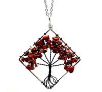 QTYQWC Black Tree Life Pendant Quartz Collier Crystal Collier Chakra Gemolstones Copper Wrap Bijoux pour Les Femmes