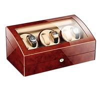 QTYQWC Boîte d'affichage de Montre 6 Enrouleur de Montre Automatique avec 7 espaces de Stockage supplémentaires, Moteurs calmes, oreillers de Montres Flexibles, étui de Rangement en Bois de Luxe pour