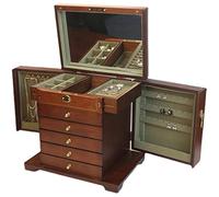 QTYQWC Boîte de Bijoux 6 Couches Luxury Haut de Gamme Boîte Bijoux de Luxe Européen Style verrouillable Boîte de Rangement de Bijoux Exquis en Bois Grande capacité