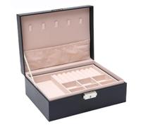 QTYQWC Boîte de Rangement de Bijoux Boîte à Bijoux Compartiment Double Couche Boîte à Bijoux Boucles d'oreilles Bague Collier Serrure Anti-poussière Boîte de Rangement de Bijoux Rangement de Bijoux