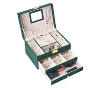 QTYQWC Boîte de Rangement de Bijoux Boîte de Rangement de Bijoux en Cuir à Trois Couches Boîte de Rangement de Bijoux de Boucle d'oreille multifonctionnelle Boîte de Rangement de Bague rétro Boîte de