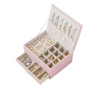 QTYQWC Boîte de Rangement de Bijoux légère de Luxe, Rangement Pratique, boîte à Bijoux avec nœud Rabattable, tiroir Multicouche, Collier, Bague, boîte à Bijoux, Rangement de Bijoux (Rose)