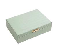 QTYQWC Boîte de Rangement de Bijoux Style européen Portable en Cuir rayé boîte à Bijoux Bracelet Montre Collier Bague Rouge à lèvres boîte de Rangement Rangement de Bijoux (Vert)