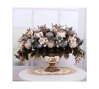 QTYQWC Bouquets artificiels de Pivoine avec Simulation de Vase en résine Fausse de Poison Bonsaï Faux Flanelle Fleurs de Soie de Table Centres de Table de Mariage Décor de Bureau à la Maison