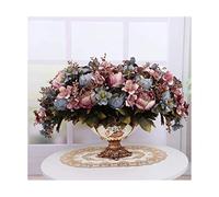 QTYQWC Bouquets artificiels de Pivoine avec Simulation de Vase en résine Fausse de Poison Bonsaï Faux Flanelle Fleurs de Soie de Table Centres de Table de Mariage Décor de Bureau à la Maison