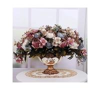 QTYQWC Bouquets artificiels de Pivoine avec Simulation de Vase en résine Fausse de Poison Bonsaï Faux Flanelle Fleurs de Soie de Table Centres de Table de Mariage Décor de Bureau à la Maison