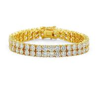 QTYQWC Bracelet de tennis à double ronde Moisanite 18K Gol