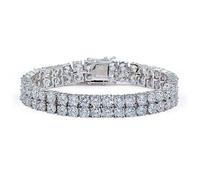 QTYQWC Bracelet de tennis à double ronde Moisanite 18K Gol