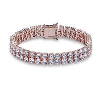 QTYQWC Bracelet de tennis à double ronde Moisanite 18K Gol