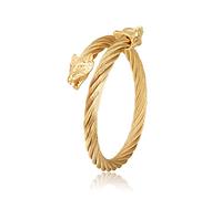 QTYQWC Bracelet en Argent Sterling,Bracelet Rétro,Bracelet pour Homme Bracelet pour Femme Bracelet en Acier Inoxydable Mode Rétro Chaîne en Spirale Double Tête de Léopard Ouverte Doré