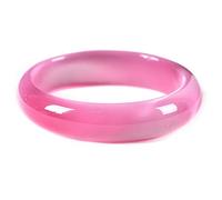 QTYQWC Bracelet en Jade Rose Naturel pour Femme, véritable calcédoine de Glace, Agate, Cadeau pour Fille avec boîte à Bijoux (Couleur : Bande Fine 10 mm, Taille : 56 mm)