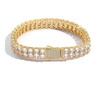 QTYQWC Bracelet Moisanite à double rangée en or 14 carats pour femmes, bracelet Moisanite à coupe ronde, cadeau de bijoux de luxe pour femmes