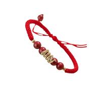 QTYQWC Bracelet Rouge pour la Protection Golden Snake tressé Corde tressée réglable Cornelien Perles Zodiac-Feng Shui Bracelet-slante