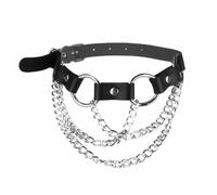 QTYQWC Collier de cou réglable en cuir en cuir à mode collier de cou avec de type chaîne de bague un blanc