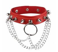 QTYQWC Collier de cou réglable en cuir en cuir à mode collier de cou avec de type chaîne de bague un blanc