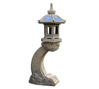 QTYQWC Décorations extérieures Statues Japonais Solar Lantern Garden Pagoda Antique Ornement Sculpture extérieure Résine Décor sculpté à la Main