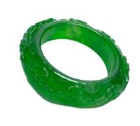 QTYQWC Emerald Bangles Green Jade Fleurs sculptées à la main Bangle Jade Bangle Jadeite Gire des bijoux Femmes Cadeaux Brangle (61-62 mm)