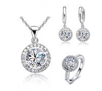 QTYQWC Ensemble de Bijoux cubiques, Pendentif en Pierre, Collier, Boucles d'oreilles Pendantes pour Femmes, bagues