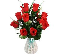 QTYQWC Fleurs de Soie Artificielle avec Vase Floke Flowers Bouquets Doy Arrangement Centère pour la décoration de décoration de Maison Piste maîtresse de Bureau Décoration de fête de Mariage