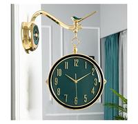 QTYQWC Horloge Murale Luxueuse Horloge Double Face Murale, décoration d'oiseaux en métal 3D Corloges murales rotatives, Montre Murale muette intérieure, Mur Suspendu Mural décoratif