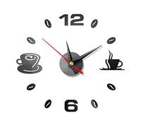 QTYQWC Horloge Murale Moderne Self adhésif Cuisine 3D Maison analogique Horloge Murale DIY muette Miroir Moderne Tasses à café décor décor acryliques horloges pour Le Salon