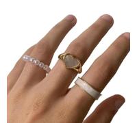 QTYQWC Huile Drip ouverte anneau perlé anneau Love Pearl Ring pour les femmes filles