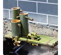 QTYQWC Kit de Fontaine en Bambou , Bamboo Water Caractéristique Solaire, caractéristique de l'eau Solaire avec Pompe de Fontaine de Pompe pour Les Ornements d'eau Qui coulent du Jardin (45 cm / 17,7
