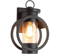QTYQWC Lampe Murale extérieure étanche luminaire Finition Noire Applique en métal en métal avec Une Pluie d'art Fleur en Verre Transparent Ombre Lanterne Lights