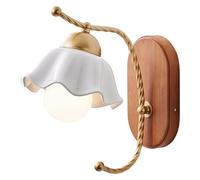 QTYQWC Lampe Murale Vintage en Bois Applique Murale Pastorale en céramique Mural Clair Chambre de lit de Chevet coure