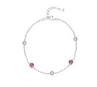 QTYQWC NOUVEAU 2025 925 SERPLE SIRGLE Éblouissante Prong Écart Round Red Cz Bracelet Link Chain Ajustement pour les femmes Party Fine Bijoux Cadeau avec vous pour vous Accessoires Crés