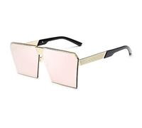 QTYQWC Nouveau 2025 Lunettes de Soleil surdimensionnées Femmes de Cadre en métal Miroir Verres de Soleil Men UV400 Big Frame Shades