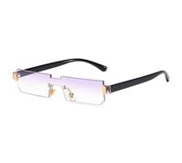 QTYQWC Nouveau 2025 Petites Lunettes de Soleil Femmes rétro Vintage One Piece Lunes de Soleil sans Bord Men Clear Rose Shades UV400 Eyewear