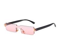 QTYQWC Nouveau 2025 Petites Lunettes de Soleil Femmes rétro Vintage One Piece Lunes de Soleil sans Bord Men Clear Rose Shades UV400 Eyewear