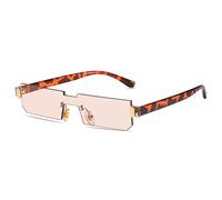 QTYQWC Nouveau 2025 Petites Lunettes de Soleil Femmes rétro Vintage One Piece Lunes de Soleil sans Bord Men Clear Rose Shades UV400 Eyewear
