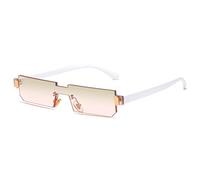 QTYQWC Nouveau 2025 Petites Lunettes de Soleil Femmes rétro Vintage One Piece Lunes de Soleil sans Bord Men Clear Rose Shades UV400 Eyewear