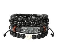 QTYQWC Nouveau 2025 Unisexe Punk Skull/Helm Cross Cuir Bracelet Charm Beads Bijoux Braceuse Déclaration de bracele