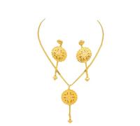 QTYQWC NOUVEAU 2026 ETHIOPIE BIENDRES GOLDEN SET des dames élégants Collier et boucles d'oreilles 2pcs / ensemble Afican Dubai Party Bridal Jewelry Accessoires Bijoux ACCESSOIRES DE MODE CARE