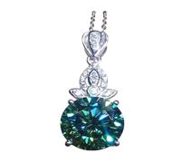 QTYQWC Nouveau 2026 Flower 3Ct Green Moisanite Pendant 925 STERLING SILP CHOKER PARTY PENDANTS AVEC COLLER POUR FEMMES DE DÉCORATION TRENDIE