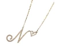 QTYQWC Nouveau 2026 Mini Heart on Cursive Letter AZ Nom PENDANT ICED OUT CZ Collier Choker Collier Hiphop Bijoux pour décoration Luxury With You Accessoires TRENDY BEAU