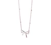 QTYQWC NOUVEAU 2026 REAL 925 Collier de chaîne de clavicule courte de Bowknot réel 925 Sterling Bowknot