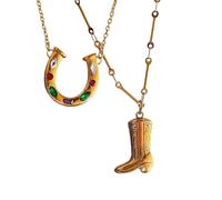 QTYQWC Nouveau 2026 Unisexe Retro Western Cowboy Boots Pendant Collier Punk Cool CZ Zircon Colliers de col de couleur Gol