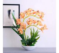 QTYQWC Orchidées artificielles Fleurs de qualité Vase Vase Vase Fleurs de Fleur Artificielle Ensemble pour la décoration de la Maison pour la Table de Bureau de Table DÉCOR (Couleur: C)