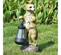 QTYQWC Ornement de Jardin Meerkats avec Lanterne Solaire Lampe Solaire lumière de la Lampe Meerkats décoration de Patio décoration