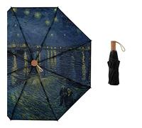 QTYQWC Peinture à l'huile rétro Parasol Vinyle Parapluie Pluie ou Pluie Utiliser Trois Parapluie Pliant