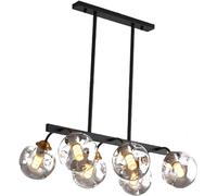 QTYQWC Pendant Light, 6 lumières Rectangle Chandelier Mid Century Semi Flush Mount Plafond Lights Facile Installer, rétro Pendant Lighti Compatible avec la Cuisine de la Chambre à Coucher du Salon